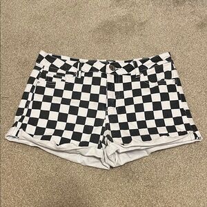 Almost Famous Black and White Checkered Jean Shorts